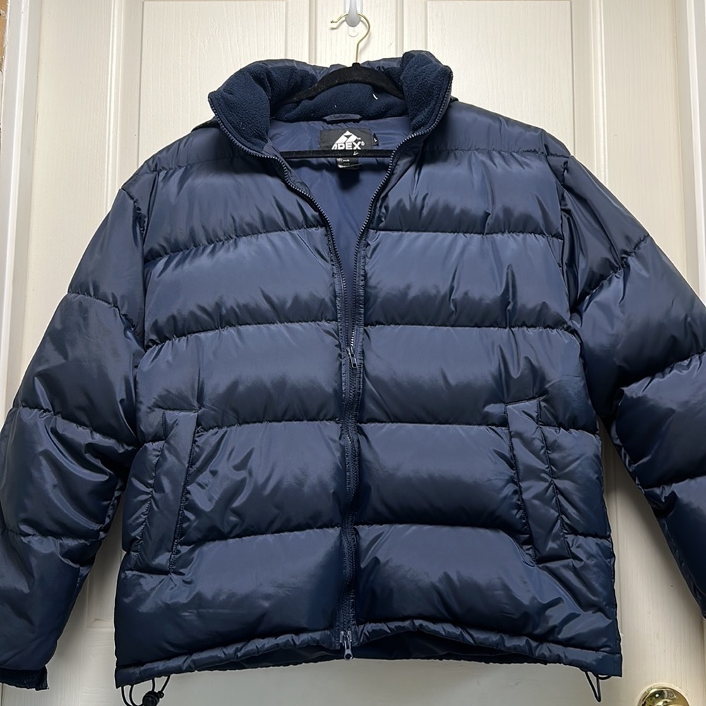 APEX YK2 Down Puffer Jacket, Navy Blue Sz Large